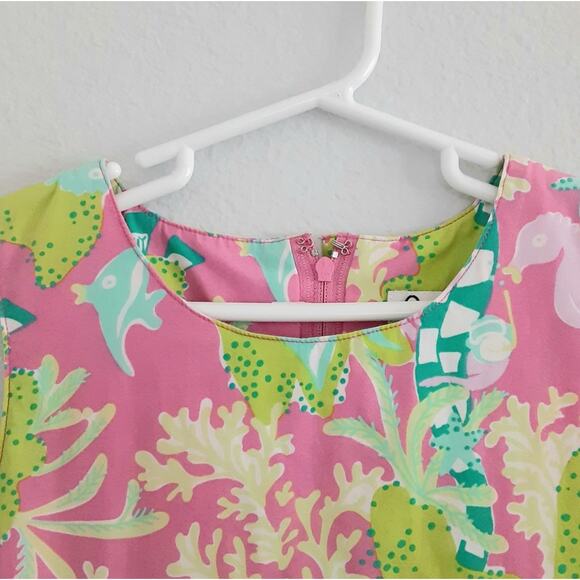 Lilly Pulitzer Little Lilly Mini Shift Dress Girls 7 Seahorse Coral Vintage 90s - Picture 8 of 15